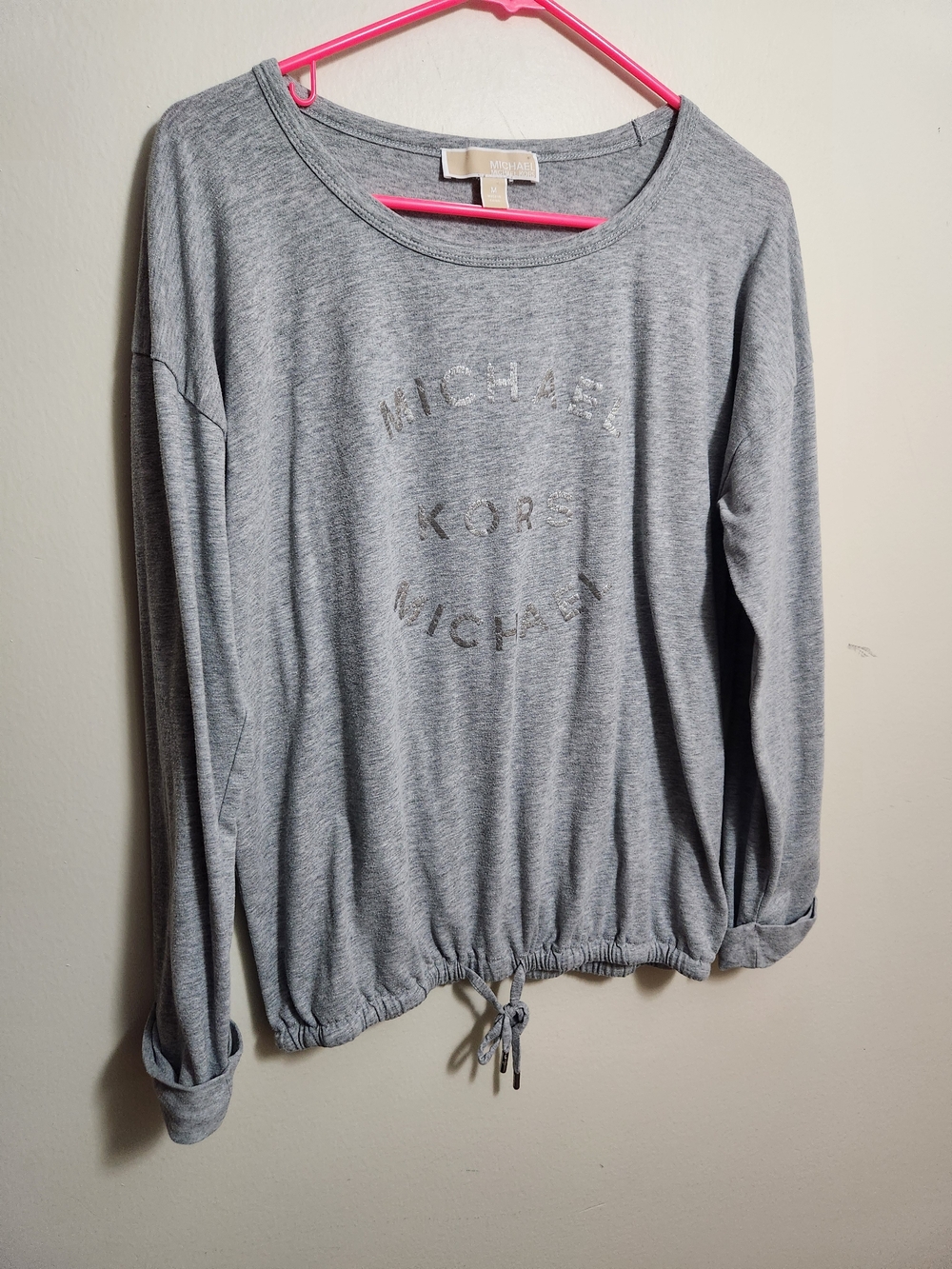 Michael Kors Women's Gray Drawstring Hem Sweater M Medium